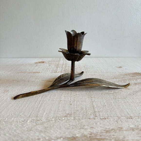 JUST BASE - Vintage Brass Flower Ashtray Base for Removeable Petals - Picture 3 of 9